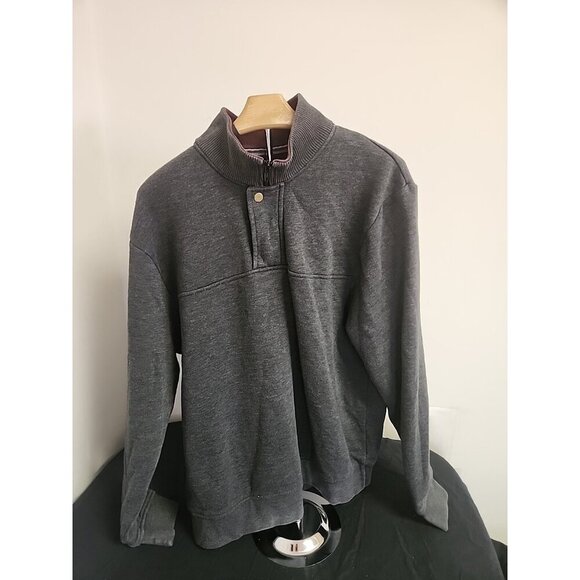 Orvis Men’s Pullover Sweatshirt Gray 1/4 Zip & Snap Button Size Large - Picture 1 of 5